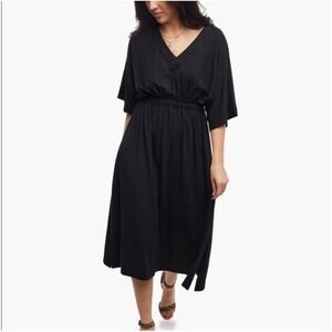 Able Womens Nina Dolman Midi‎ Dress Size L Black Cotton Modal Stretch Minimalist
